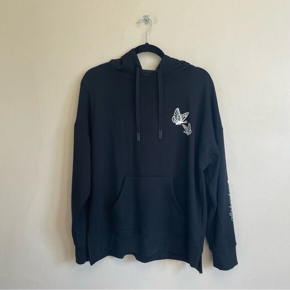 Althletic L long sleeve hoodie butterfly black white create fairycore athleisure - Picture 1 of 9